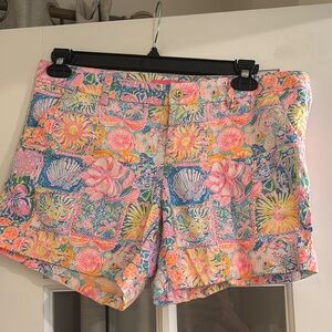Lilly Pulitzer Pink and Blue Callahan Shorts Vibrant Paisley